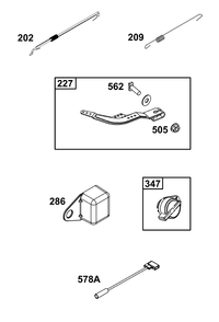 Controls Group Diagram and Parts List for 10R232-0026-F1 100000 - 19Z999 Briggs and Stratton Engine